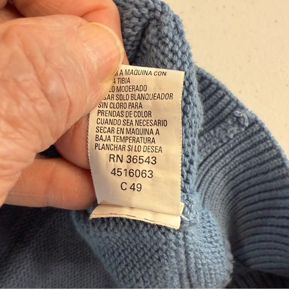 IZOD Cable Knit Sweater Blue Cotton Crew Neck Long Sleeves Men’s Size Large - Picture 12 of 12